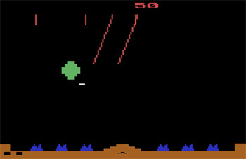 Pantallazo del juego online Misile Command (Atari 2600)