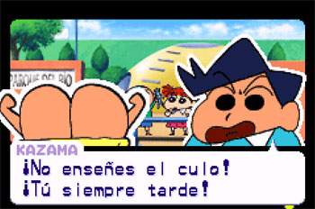 Pantallazo del juego online Shinchan contra los Munecos de Shock Gahn (GBA)