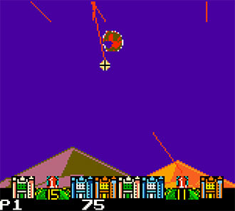 Pantallazo del juego online Missile Command (GBC)