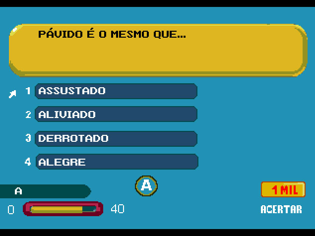 Pantallazo del juego online Show do Milhao (Genesis)