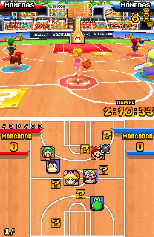 Pantallazo del juego online Mario Slam Basketball (NDS)