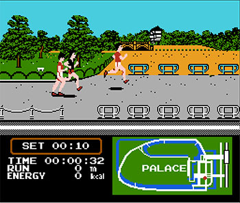 Pantallazo del juego online Family Trainer Jogging Race (NES)