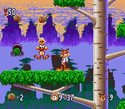 Pantallazo del juego online Bubsy in Claws Encounters of the Furred Kind (Snes)