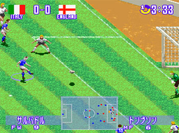 Pantallazo del juego online Jikkyou World Soccer 2 Fighting Eleven (SNES)
