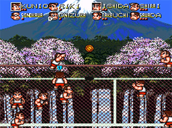 Pantallazo del juego online Kunio Kun no Dodge Ball Zenin Syugo (SNES)