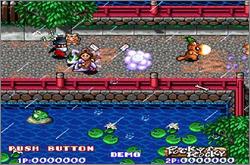 Pantallazo del juego online Pocky & Rocky (Snes)